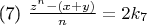 (7) $\frac {z^n-(x+y)}{n} = 2k_7$