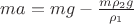 $ma=mg-\frac{m\rho_2g}{\rho_1}$