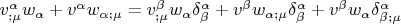 $v_{;\mu }^\alpha  w_\alpha   + v^\alpha  w_{\alpha ;\mu }  = v_{;\mu }^\beta  w_\alpha  \delta _\beta ^\alpha   + v^\beta  w_{\alpha ;\mu } \delta _\beta ^\alpha   + v^\beta  w_\alpha  \delta _{\beta ;\mu }^\alpha$