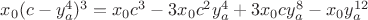 $x_0(c-y_a^4)^3=x_0c^3
-3x_0c^2y_a^4
+3x_0cy_a^8
-x_0y_a^{12}$