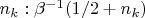 $n_k: \beta ^{-1}(1/2+n_k)$