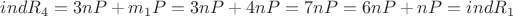 $ind R_4 = 3nP + m_1P = 3nP + 4nP = 7nP =6nP +nP = ind R_1$