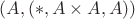 $(A, (*, A\times A, A))$