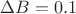 $\Delta B = 0.1$