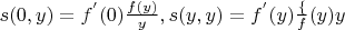 $s(0,y)=f^{'}(0)\frac{f(y)}{y},s(y,y)=f^{'}(y)\frac\{f(y)}{y}$