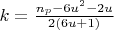 $ k = \frac{n_{p} - 6u^{2} -
2u}{2(6u + 1)} $