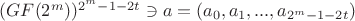 $(GF(2^m))^{2^m-1-2t}\ni a=(a_0,a_1,...,a_{2^m-1-2t})$