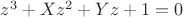 $ z^3 + Xz^2 + Yz +1=0 $