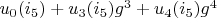 $u_0(i_5)+u_3(i_5) g^3+u_4(i_5) g^4$