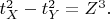 $t_X^2-t_Y^2=Z^3.$