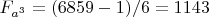 $F_{a^3}=(6859-1)/6=1143$