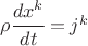 $ \rho \cfrac{dx^k}{dt} = j^k $