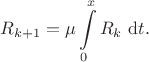 $$
R_{k+1} = \mu \int \limits_0^x R_k \ \mathrm dt.
$$