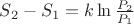 $S_2-S_1=k\ln\frac{P_2}{P_1}$