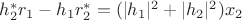$h_2^*r_1-h_1 r_2^*=(|h_1|^2+|h_2|^2)x_2$
