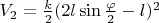 $V_2=\frac{k}{2}(2l\sin\frac{\varphi}{2}-l)^2$