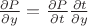 $\frac{\partial P}{\partial y}=\frac{\partial P}{\partial t}\frac{\partial t}{\partial y}$