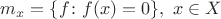 $m_x = \{ f \colon f(x) = 0\}, ~x \in X$