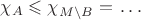 $\chi_A \leqslant \chi_{M\setminus B}={}\ldots$
