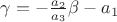 $ \gamma = - \frac{a_2}{a_3} \beta - a_1 $