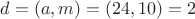 $d = (a, m) = (24, 10) = 2$