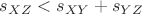 $s_{XZ} < s_{XY} + s_{YZ}$