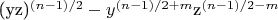 (yz)^{(n-1)/2}-y^{(n-1)/2+m}$z^{(n-1)/2-m}