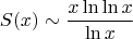 $$ S(x) \sim \frac{x \ln \ln x}{\ln x} $$