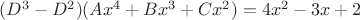 $(D^3-D^2)(Ax^4+Bx^3+Cx^2)=4x^2-3x+2$