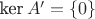 $\mbox{ker}\, A'=\{0\}$