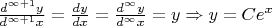 $\frac{{d^{\infty  + 1} y}}{{d^{\infty  + 1} x}} = \frac{{dy}}{{dx}} = \frac{{d^\infty  y}}{{d^\infty  x}} = y \Rightarrow y = Ce^x $