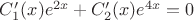 $C'_1(x)e^{2x}+C'_2(x)e^{4x}=0$