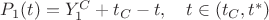 $P_1(t)=Y_1^C+t_C-t,\quad t\in(t_C,t^*)$