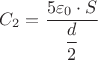 $C_2=\dfrac{{{5}{\varepsilon_0}\cdot{S}}}{\dfrac{d}{2}}$