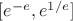 $[e^{-e}, e^{1/e}]$