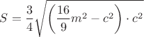 $S=\dfrac34\sqrt{\bigg(\dfrac{16}9m^2-c^2\bigg)\cdot c^2}$