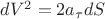 $dV^2=2a_\tau dS$