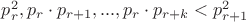 $p^2_r,p_r \cdot p_{r+1},...,p_r \cdot p_{r+k} < p^2_{r+1}$