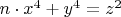 $n \cdot x^4 + y^4 = z^2$