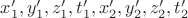 $x'_1,y'_1,z'_1,t'_{1},x'_2,y'_2,z'_2,t'_{2}$
