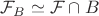 $\mathcal{F}_B \simeq \mathcal{F}\cap B$ $\mathcal{F}_B \simeq \mathcal{F}\cap B$