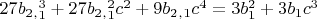 $27b_2_,_1^3+27b_2_,_1^2c^2+9b_2_,_1c^4=3b_1^2+3b_1c^3$