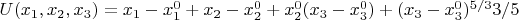 $U(x_1,x_2,x_3)=x_1-x_1^0+x_2-x_2^0+x_2^0(x_3-x_3^0)+(x_3-x_3^0)^{5/3}3/5$
