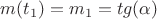 $m(t_1) = m_1 = tg(\alpha)$