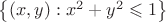 $ \left\lbrace (x, y) : x^2 + y^2 \leqslant 1 \right\rbrace $