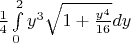 $\frac{1}{4}\int\limits_{0}^{2}y^3\sqrt{1+\frac{y^4}{16}}dy$