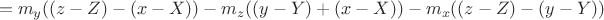 $$ =m_y((z-Z)-(x-X)) - m_z((y-Y)+(x-X)) - m_x((z-Z)-(y-Y))$$