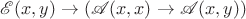 $\mathscr E(x, y)\to (\mathscr A(x, x)\to \mathscr A(x, y))$