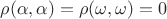 $\rho(\alpha,\alpha) = \rho(\omega,\omega) = 0$