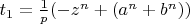 $t_1= \frac{1}{p}(-z^n+(a^n+b^n))$